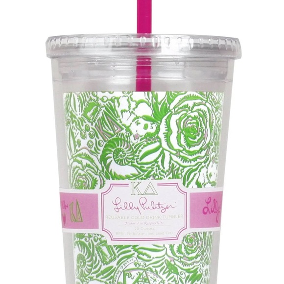 Lilly Pulitzer Sorority Kappa Delta Print Tumbler Cup with Straw - Picture 2 of 4